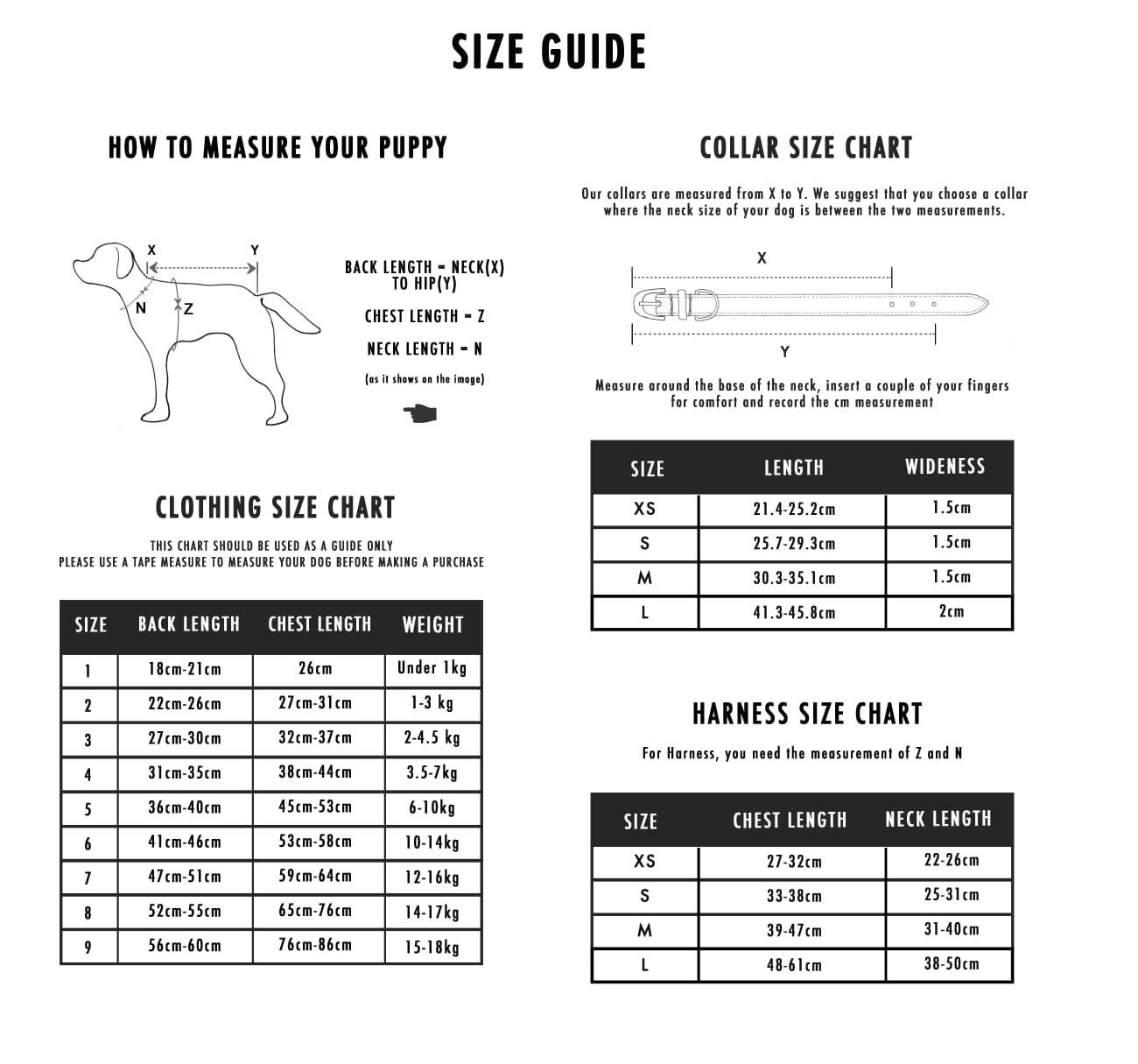Overglam Sizing Guide